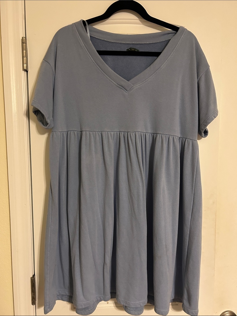wild fable Light Blue V-Neck Short Sleeve Babydoll Dress